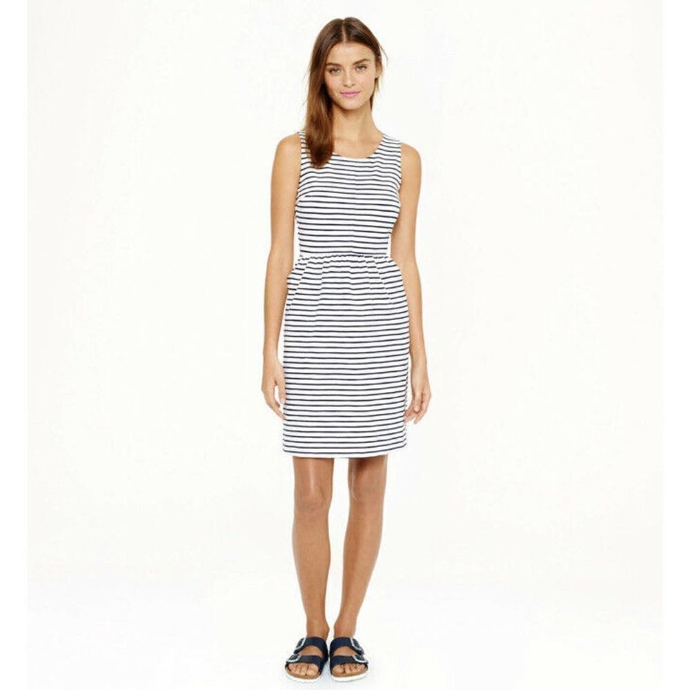 J. Crew Dree Shift Silk Dress In Deck Blue White Stripe Women’s Size 2 Small